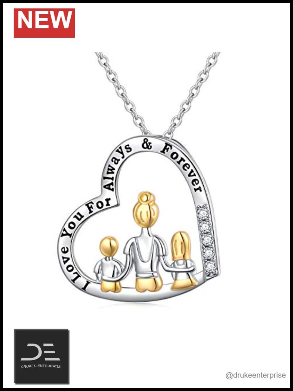 Sterling Silver Heart Necklace with CZ